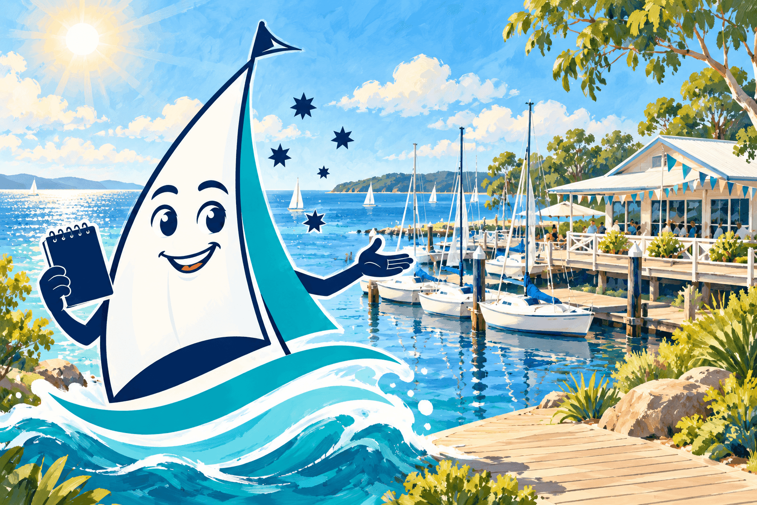 Bring your beginner knowledge together and choose a supervised next step. Saily appears in an original nautical illustration.
